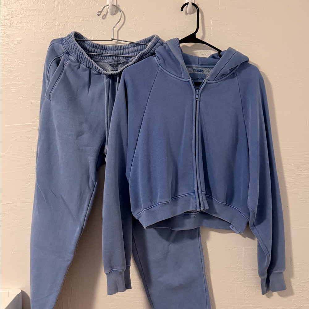 Abercrombie & Fitch Dusty Washed Blue Zip Hoodie & sweats